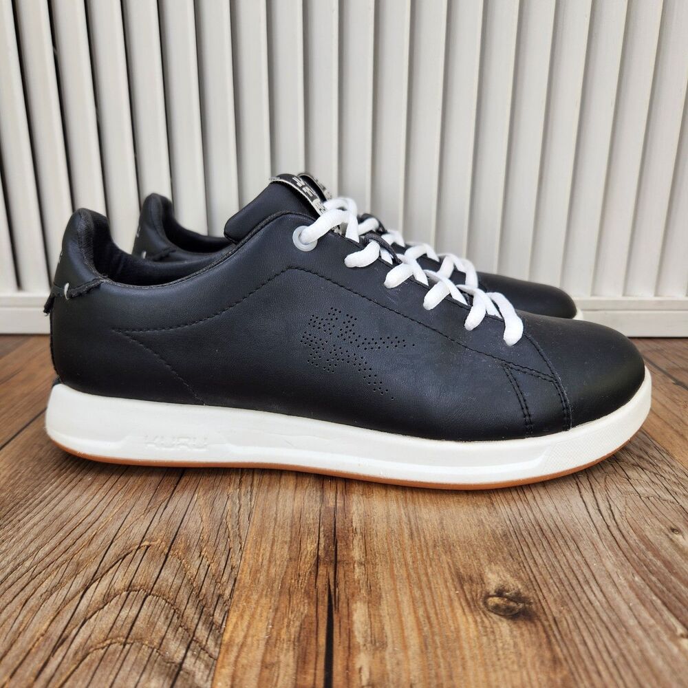 Kuru Roam Classic Court Sneakers Womens Sz 8 M Black White Smooth Leather Shoes